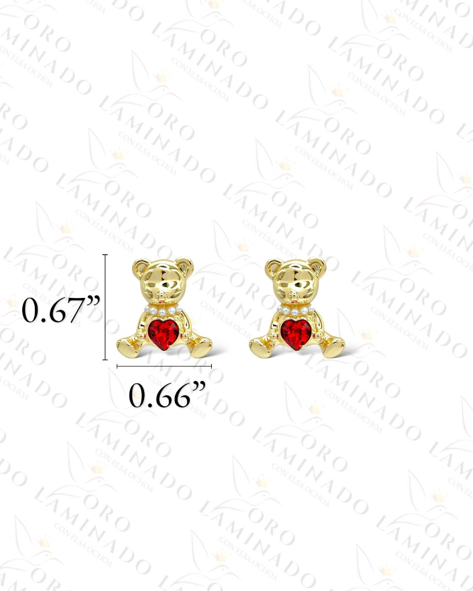 High Quality Red Heart Bear Hoop Earrings C357