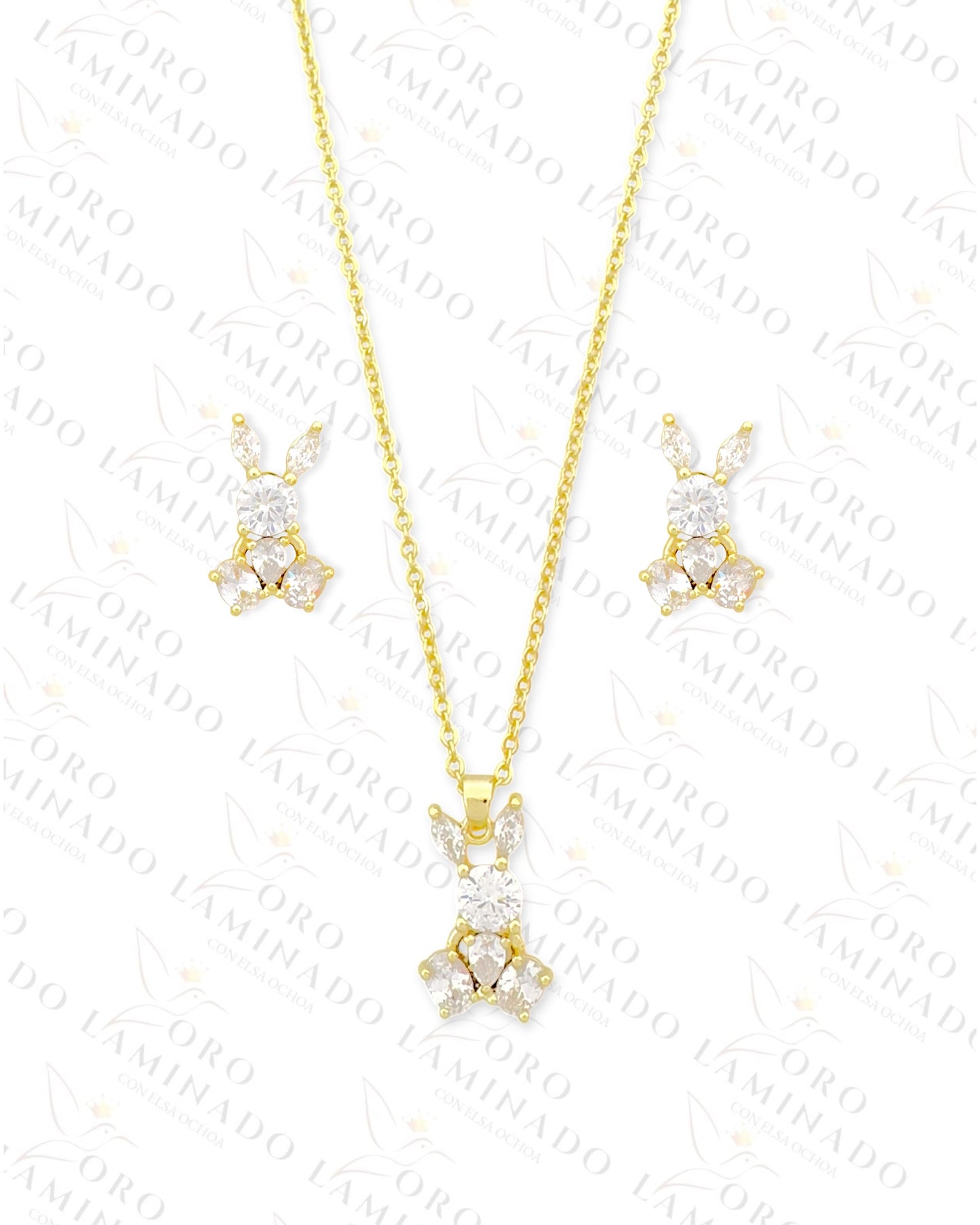 High Quality Crystal Bunny Set (Gold Filled) C237