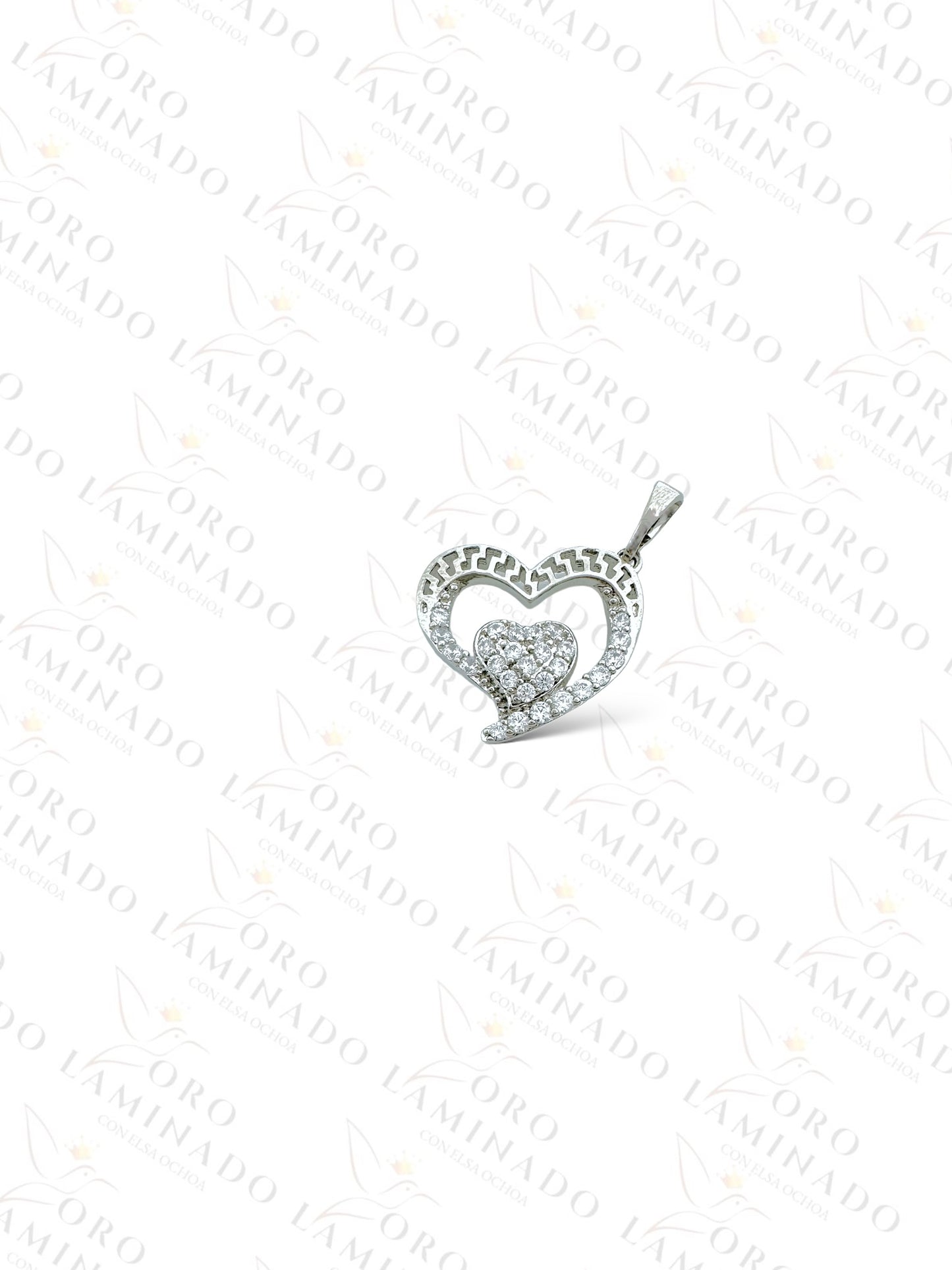 High Quality Silver Double Heart Pendant Y337