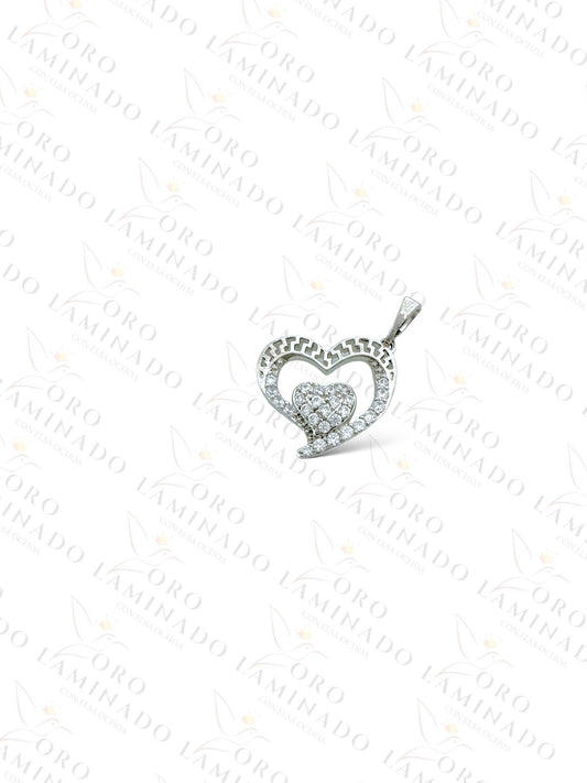 High Quality Silver Double Heart Pendant Y337