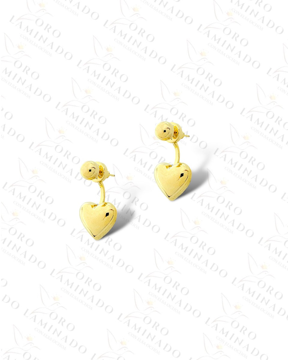 High Quality Heart and Sphere Gold Earrings R381