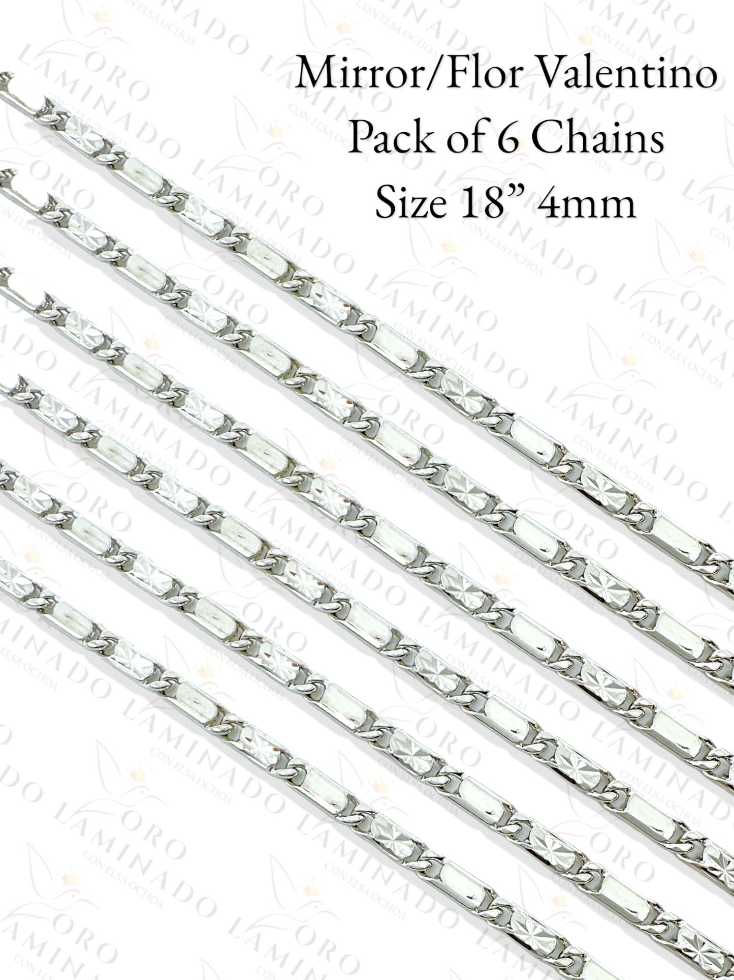 High Quality Silver Mirror/Flor Valentino Chains Pack of 6 Size 18" 4mm G126