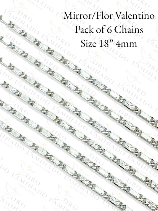 High Quality Silver Mirror/Flor Valentino Chains Pack of 6 Size 18" 4mm G126