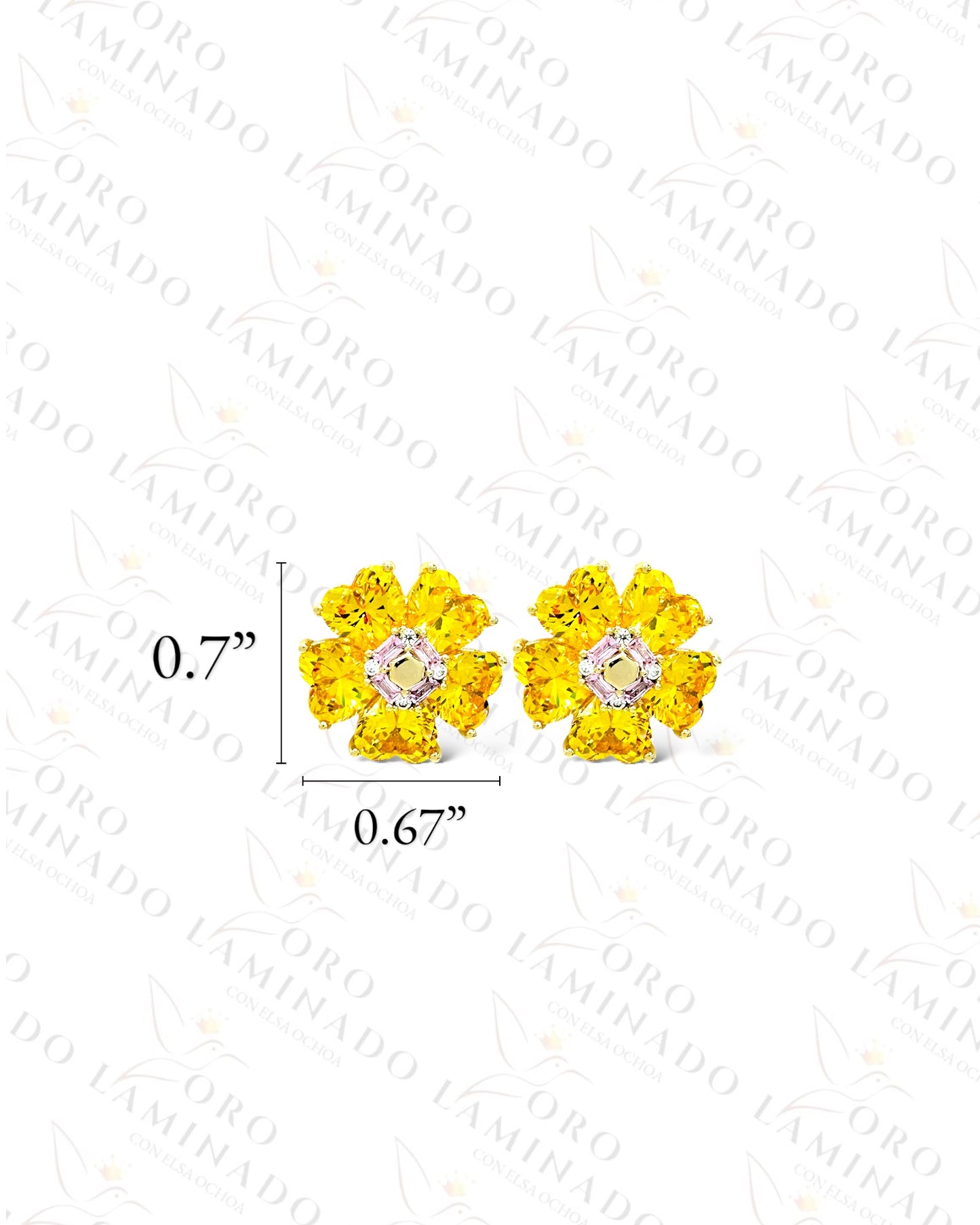 High Quality Yellow Crystal Flower Earrings  B451