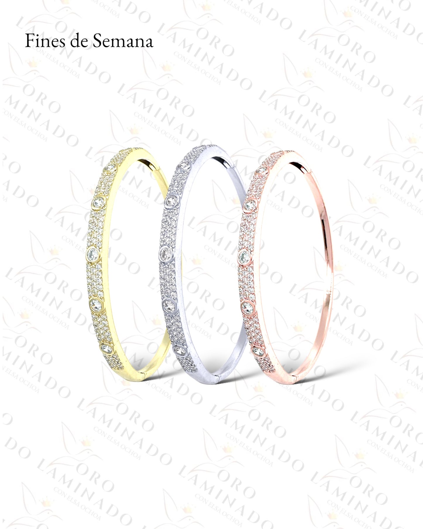 High Quality Pack of 3 Diamond Bangle Bracelets R363