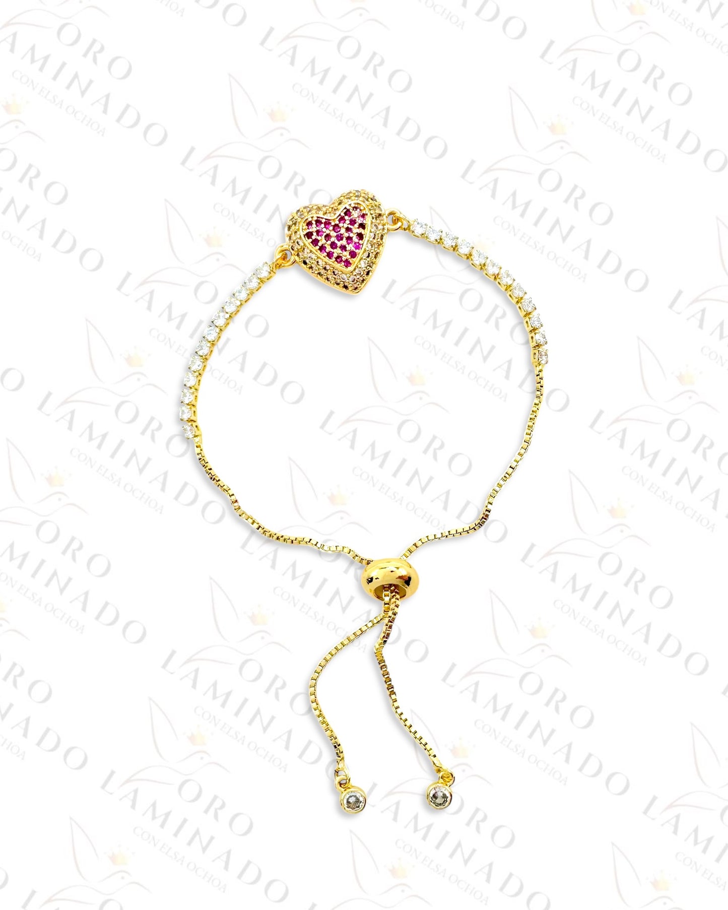 Gold Filled Diamond Heart Adjustable Bracelet R46