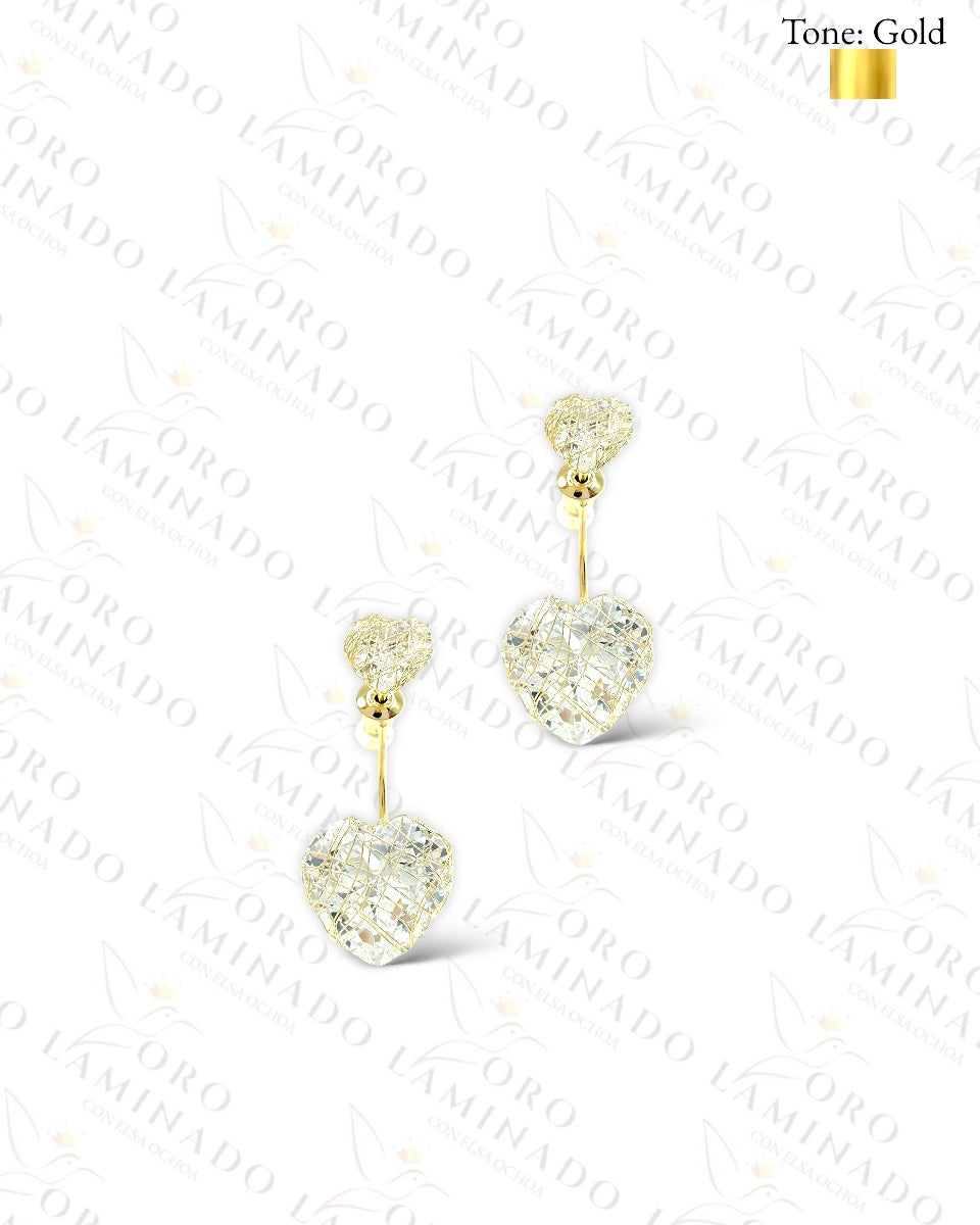 High Quality Golden and Crystal Heart Earrings R372