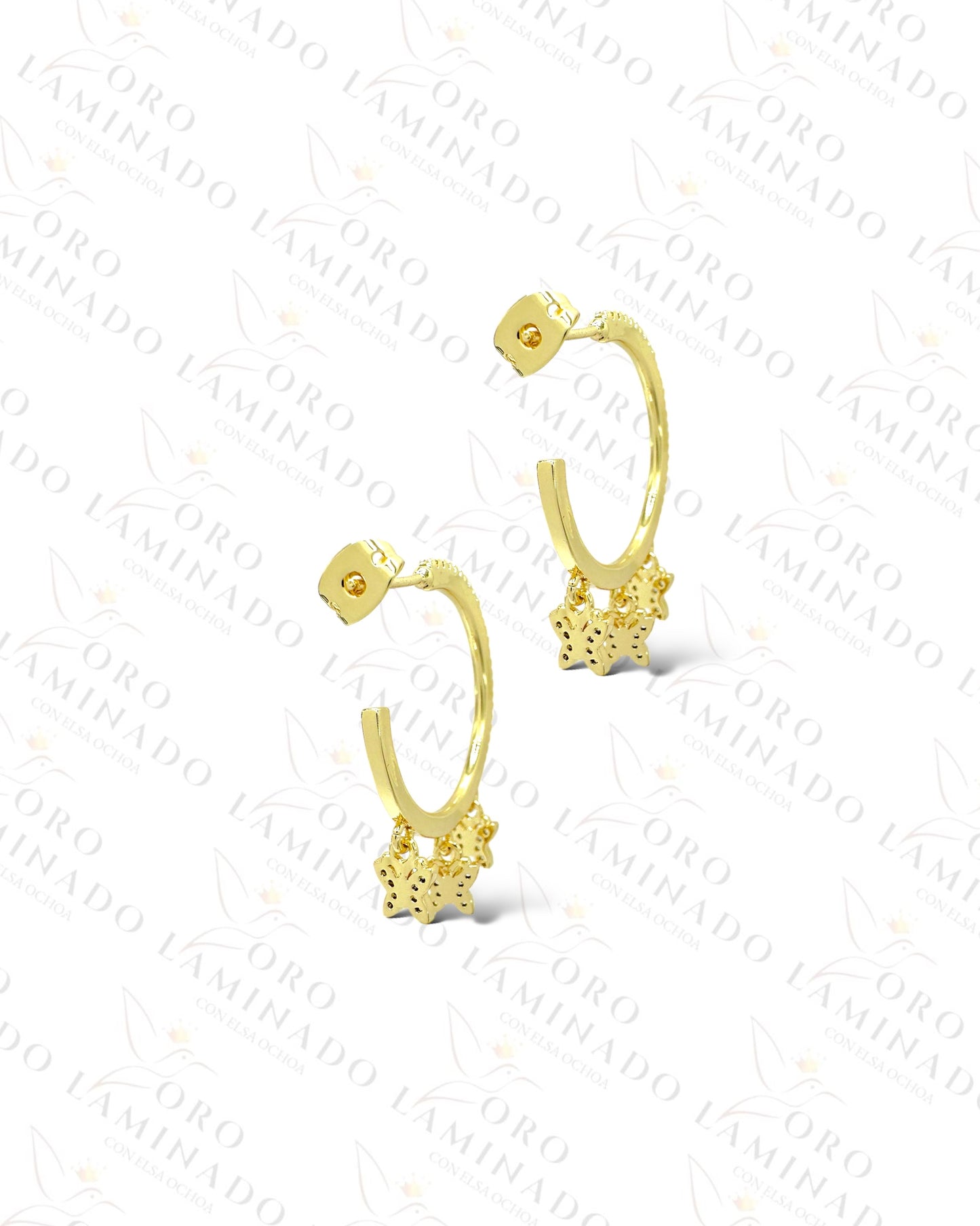 Mini Butterflies Gold Hoop Earrings B346