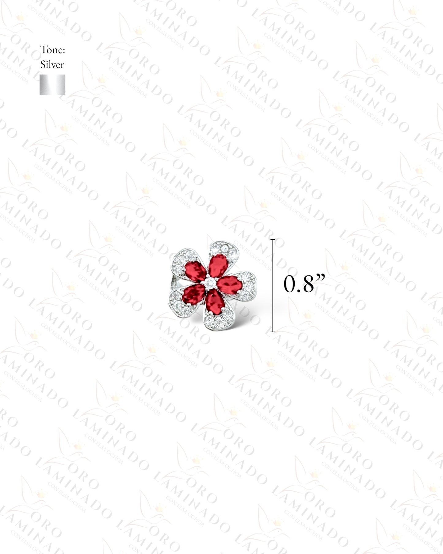 Adjustable Red Flower Ring R30