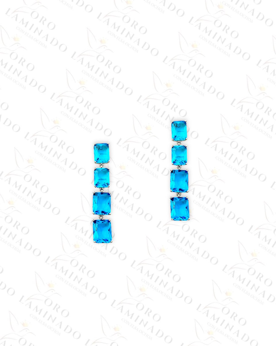 High Quality Silver and Blue Long Earrings G104