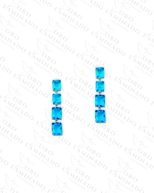 High Quality Silver and Blue Long Earrings G104