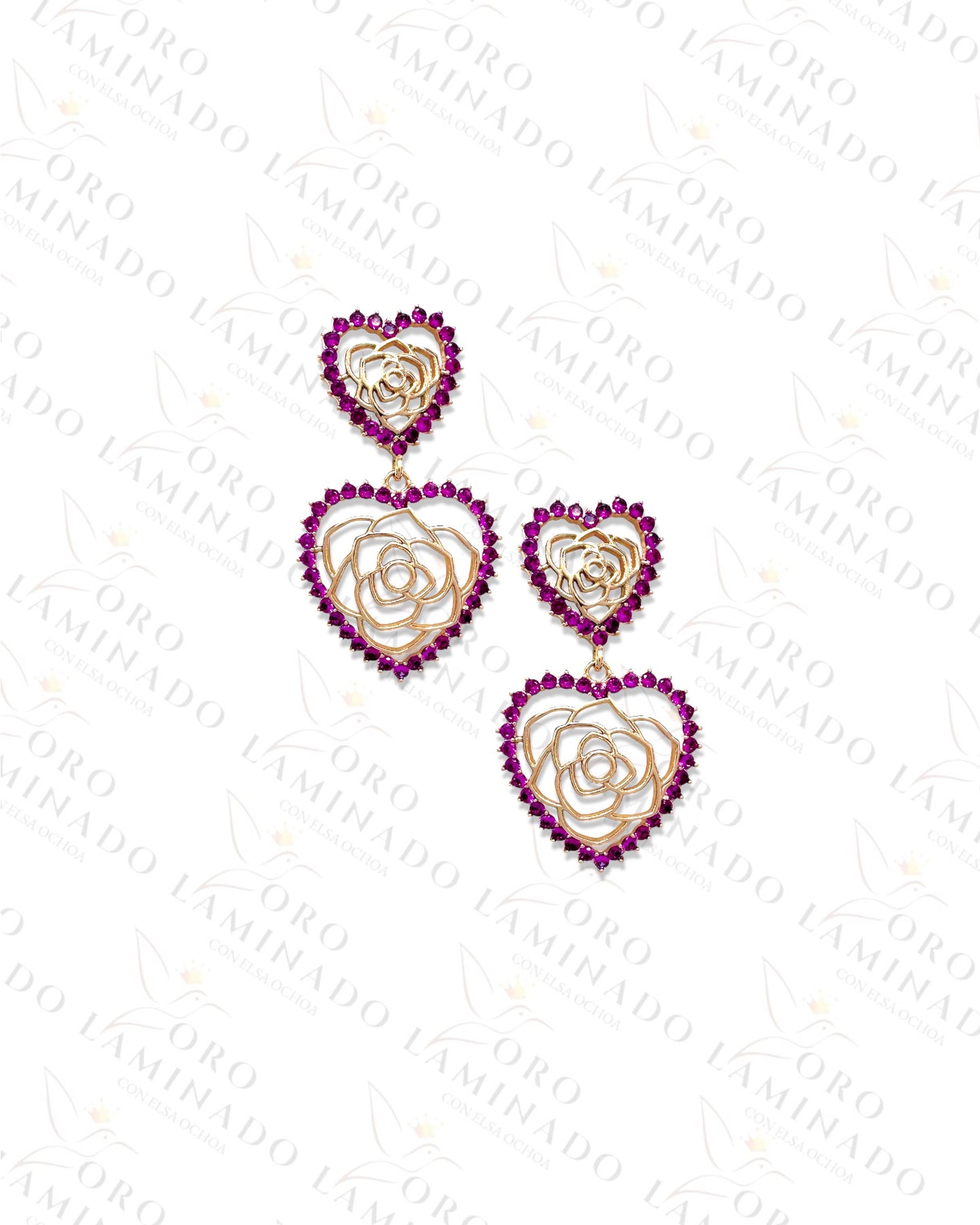 High Quality Rose Gold Double Heart Earrings B178