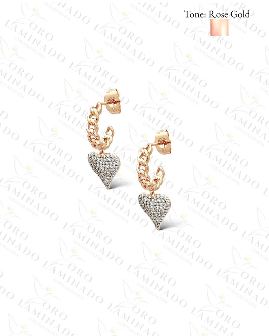 High Quality Diamond Heart Hoop Earrings C110