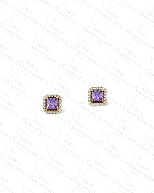 High Quality Purple Square Earrings