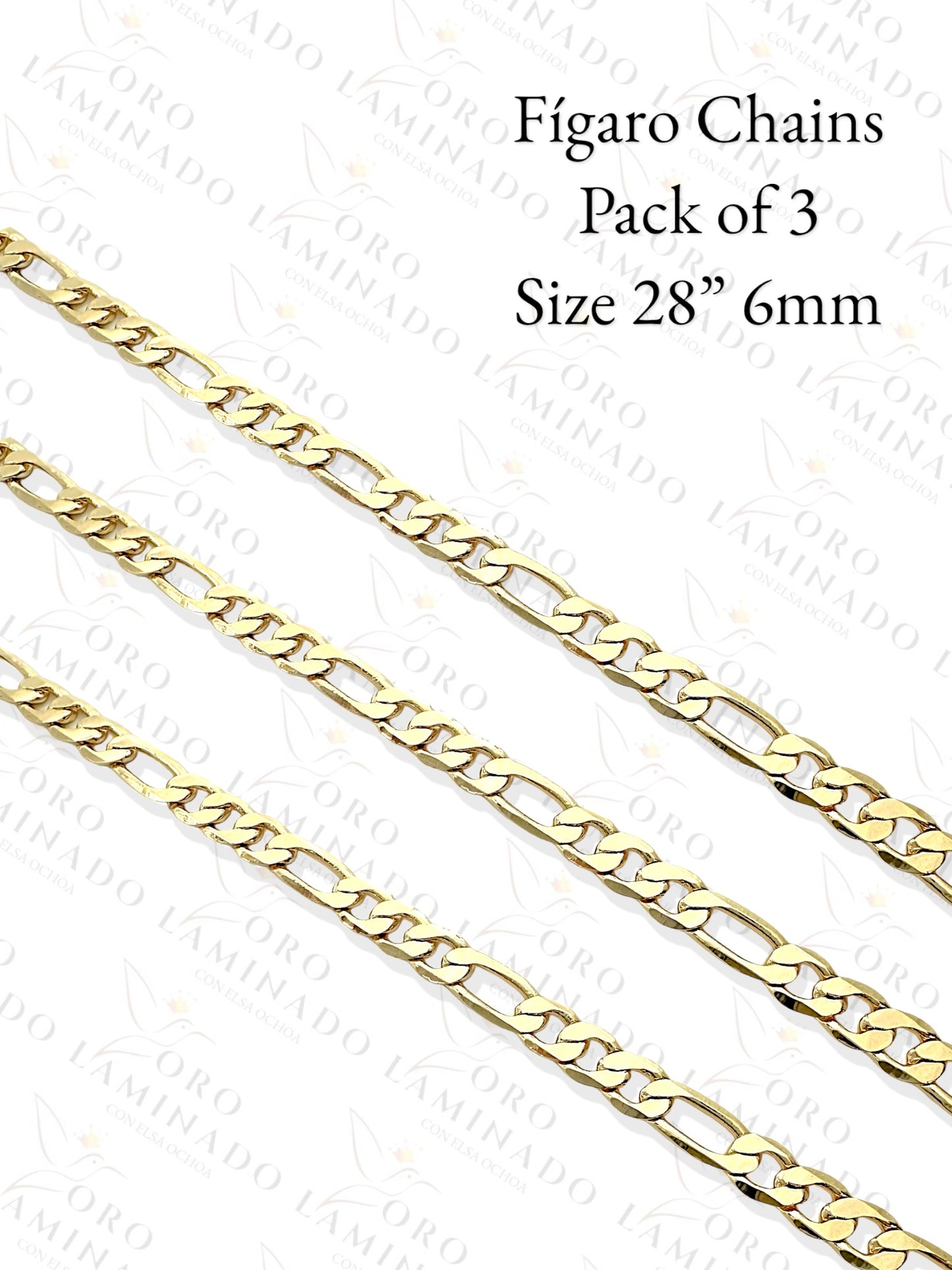 Figaro Chains Pack of 3 Size 28" 6mm Y72