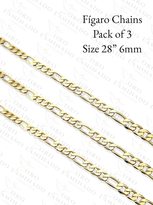 Figaro Chains Pack of 3 Size 28" 6mm Y72