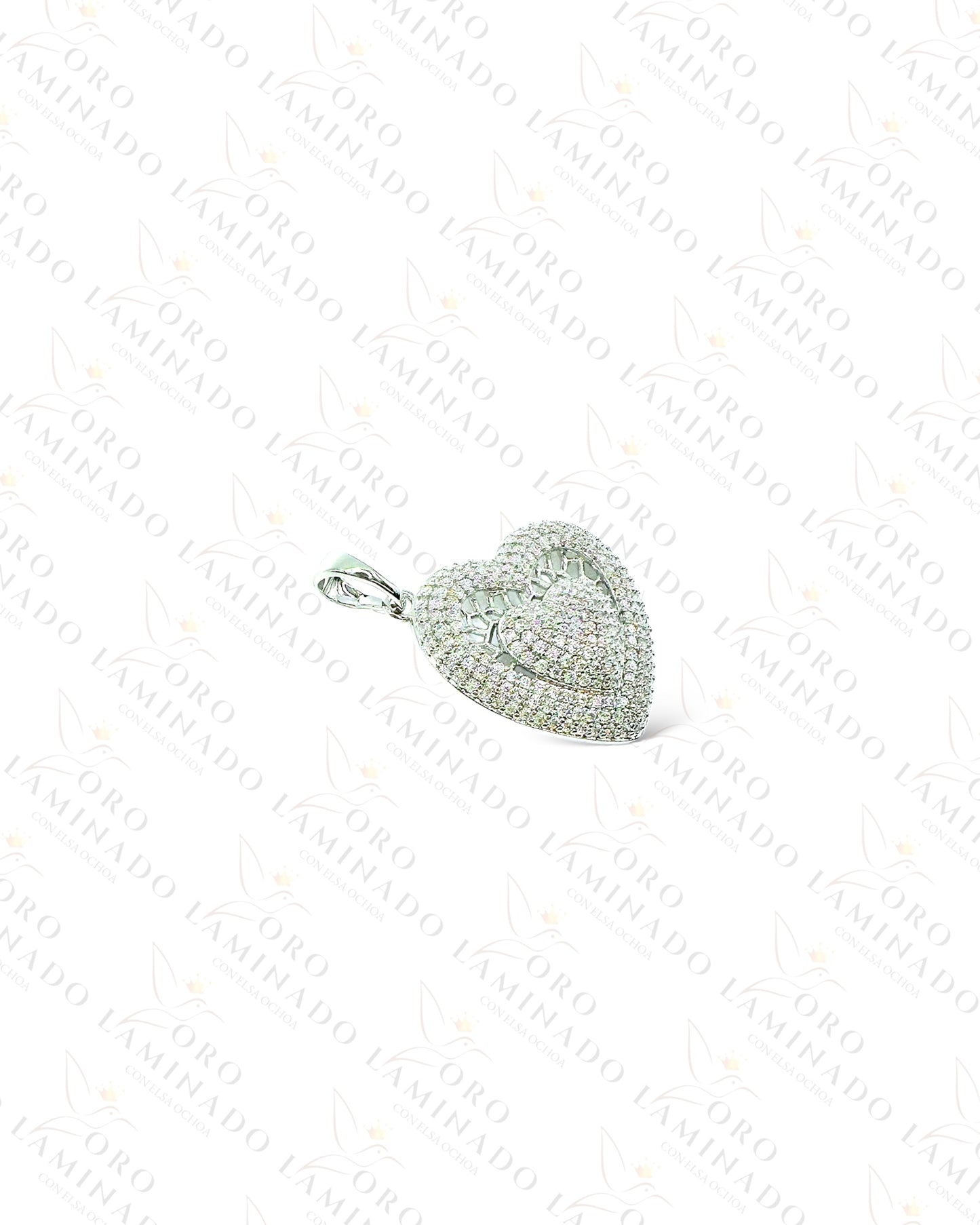 High Quality Silver Double Heart Pendant C92