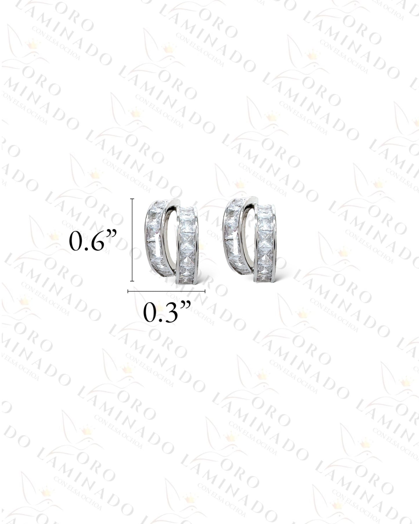 High Quality Silver Diamond Double Earrings B295