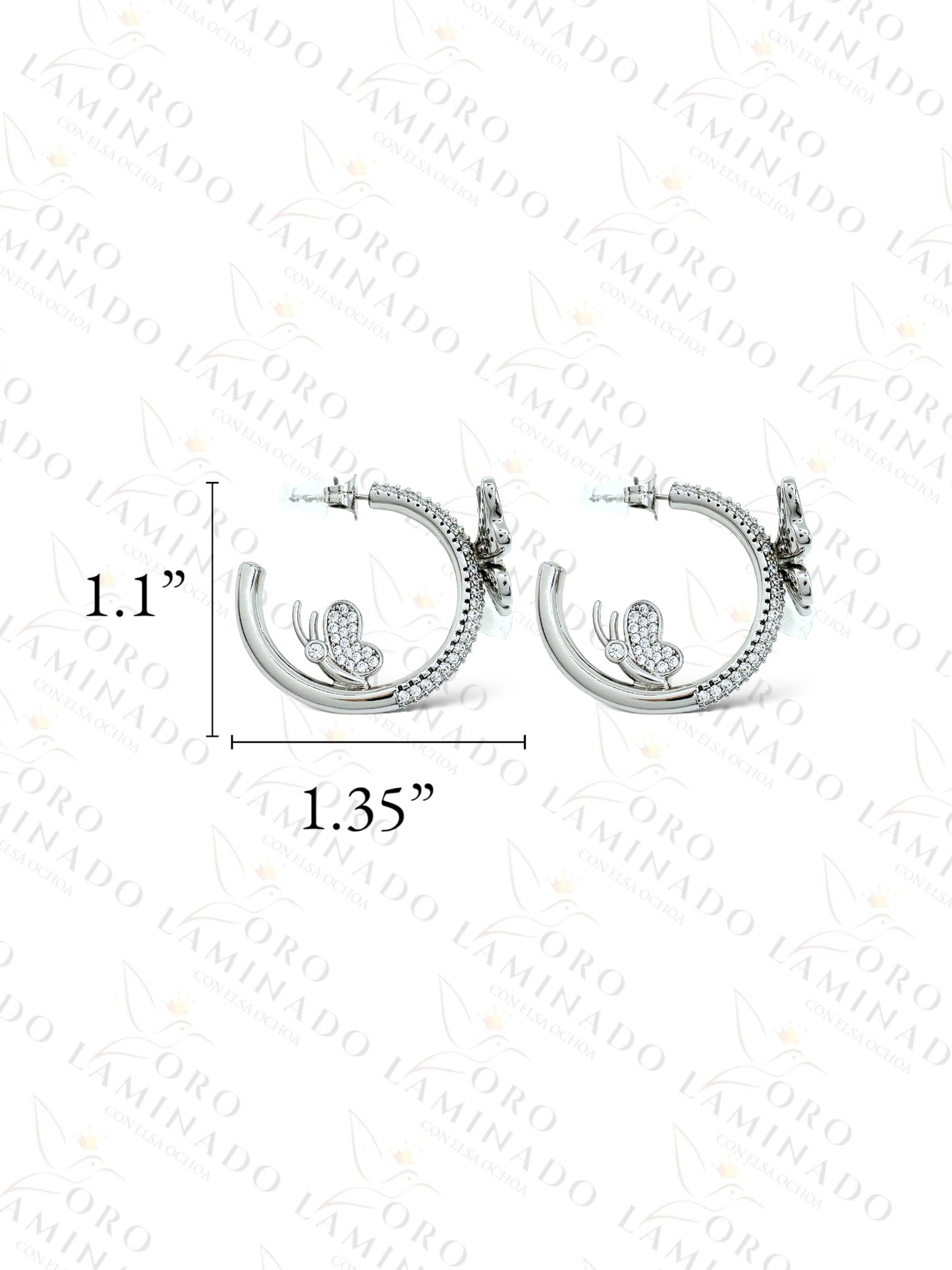 High Quality Silver Butterfly Hoop Earrings C214