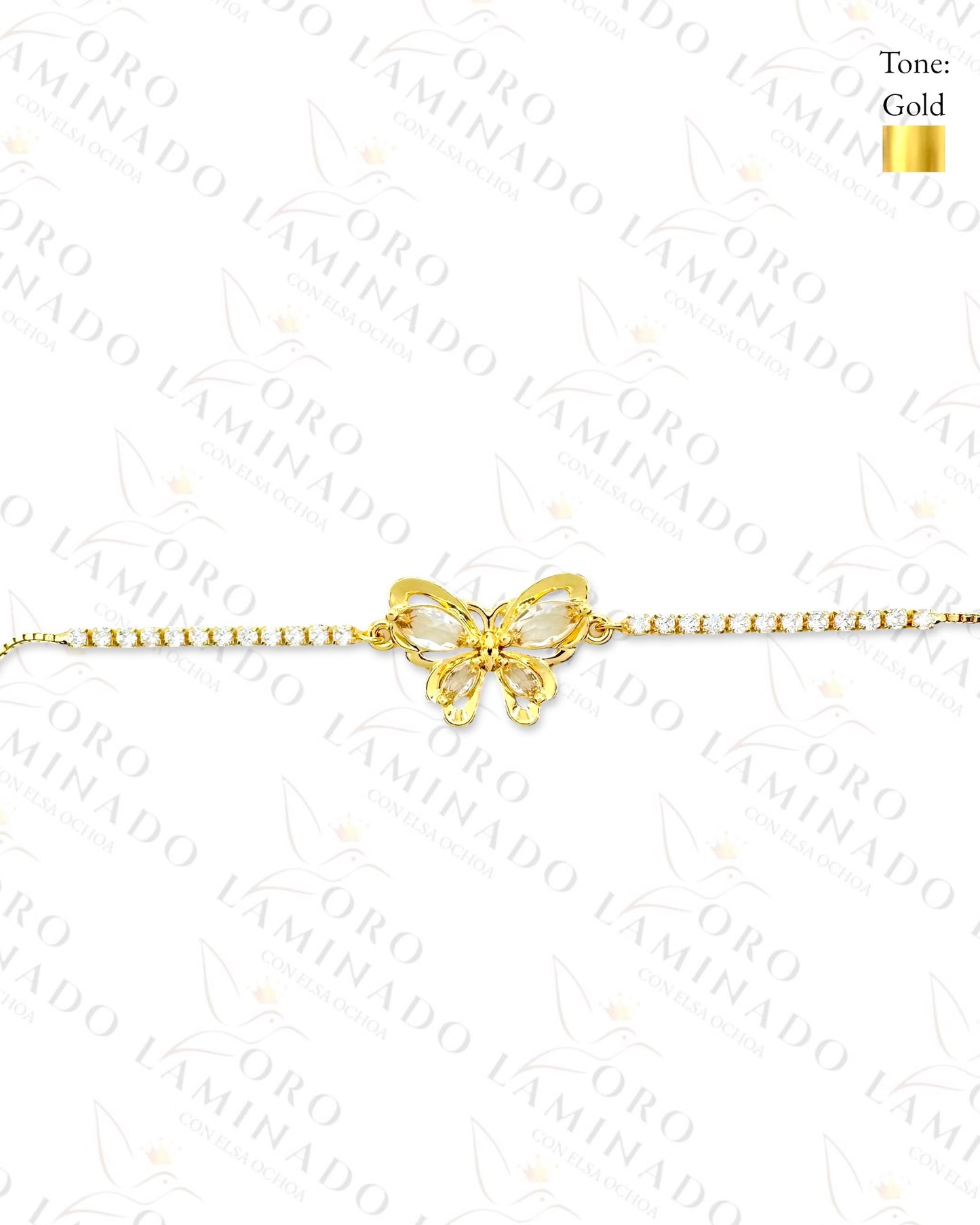 Gold Filled Crystal Butterfly Adjustable Bracelet R345