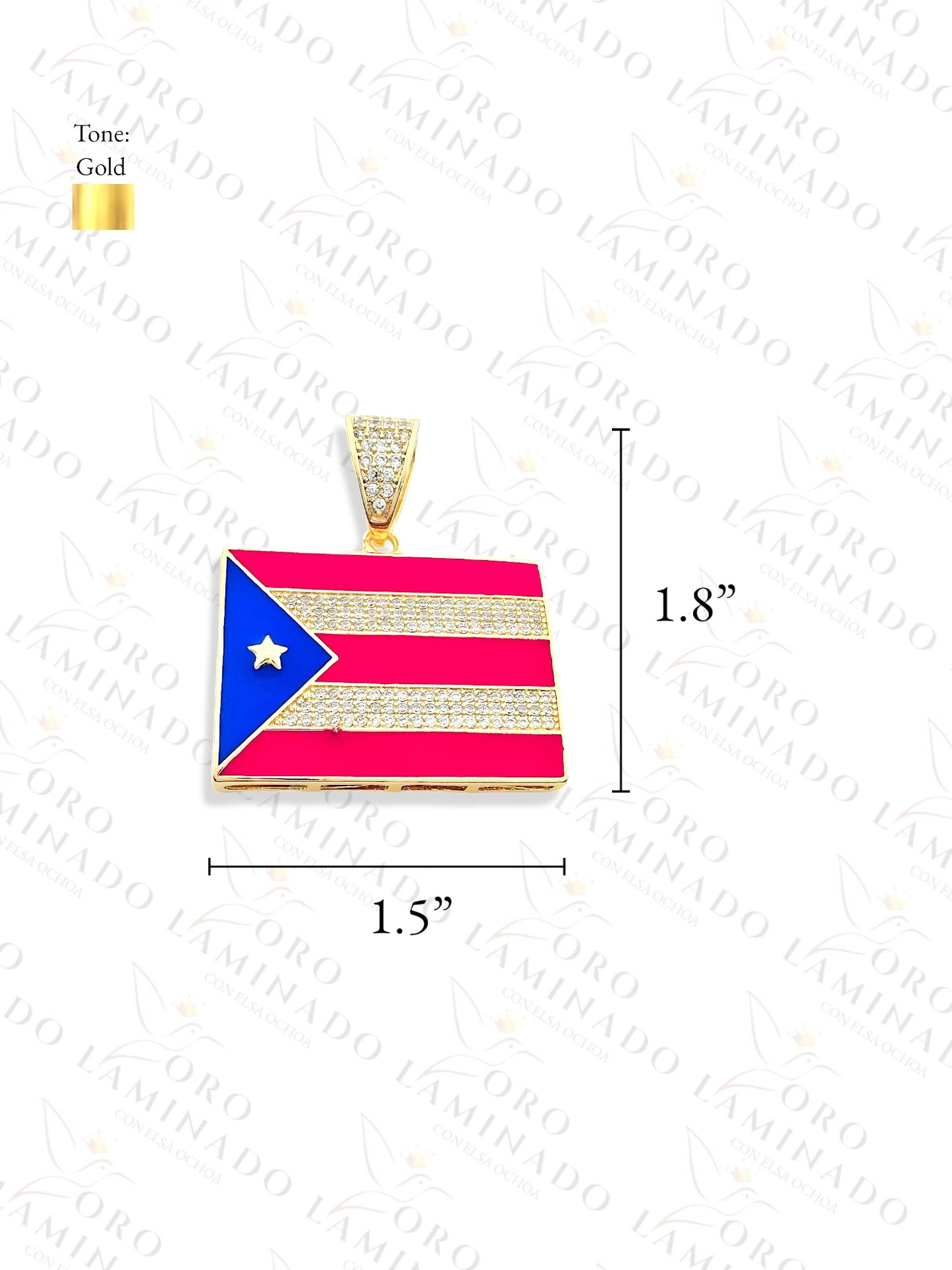 Gold Filled Puerto Rico Flag Pendant R230