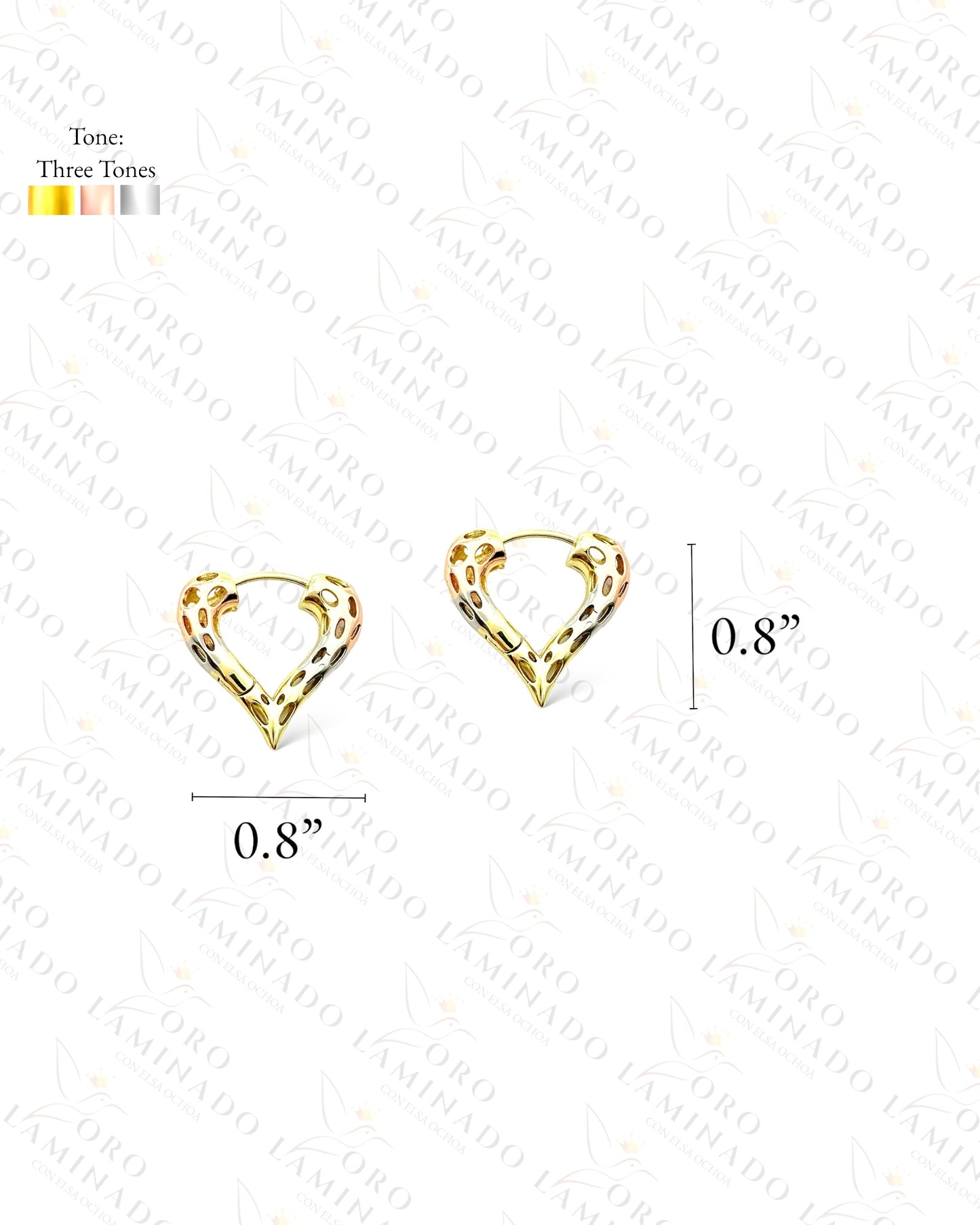 High Quality Three Tones Small Heart Hoop Earrings C415