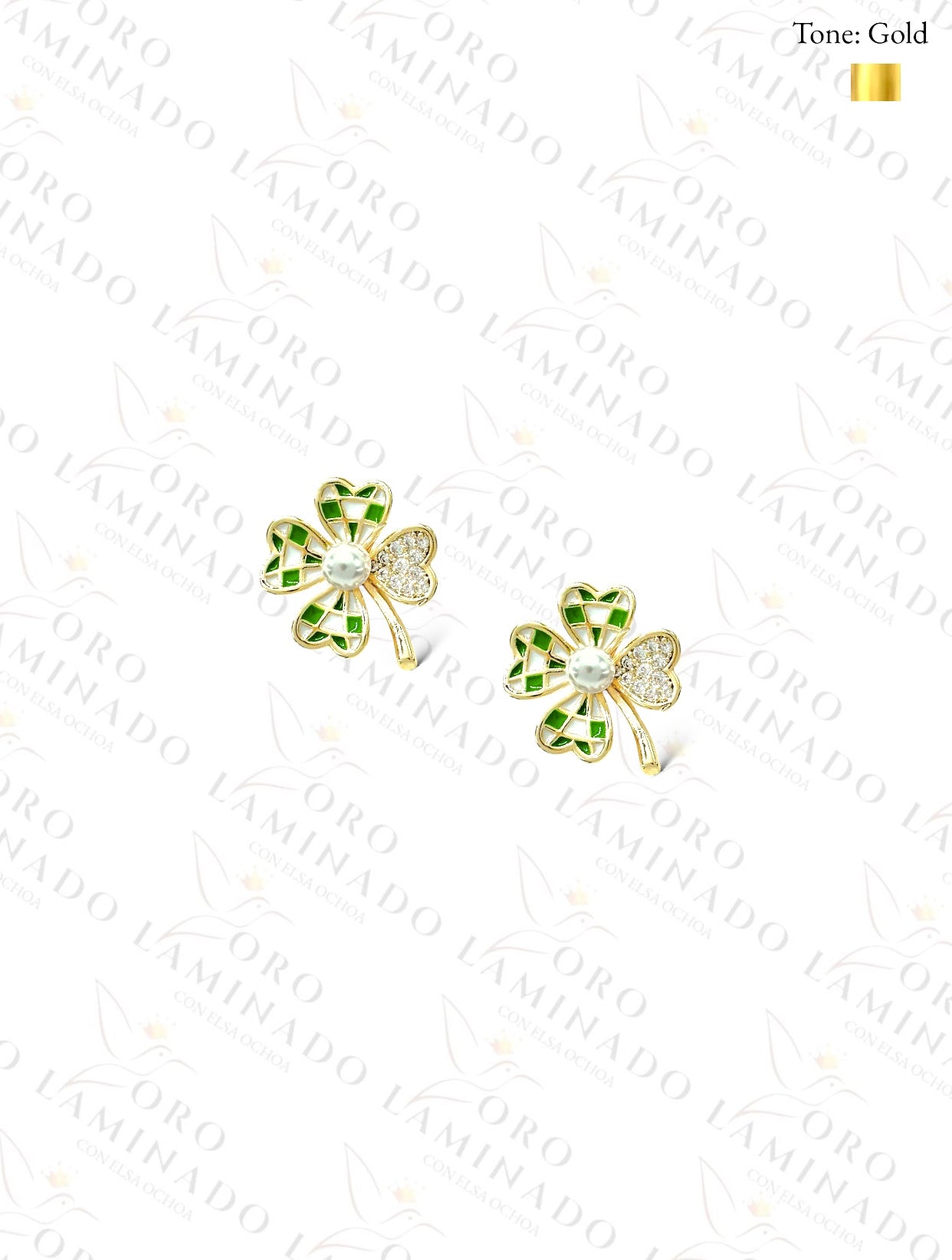 High Quality Four Leaf Clover and Pearl Earrings B437