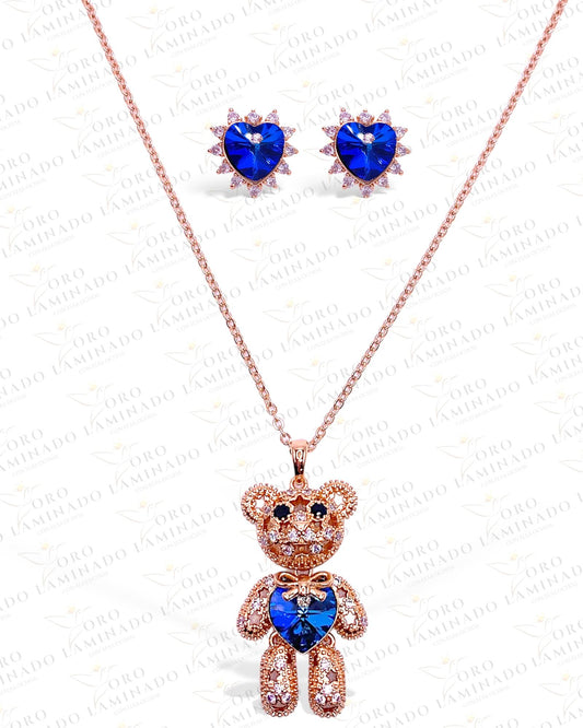 18k Blue Heart Bear Set G83