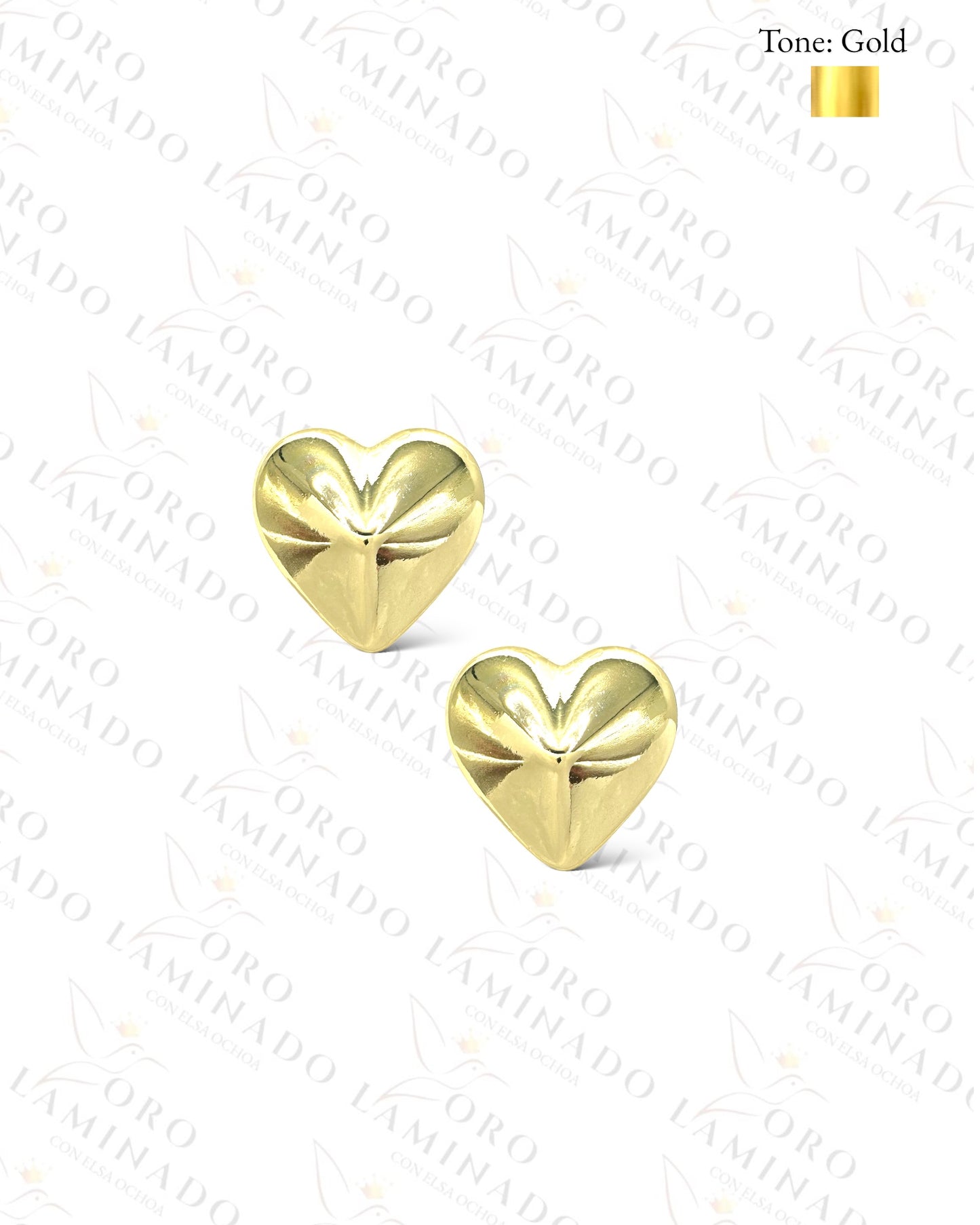 High Quality 3D Gold Heart Earrings R364