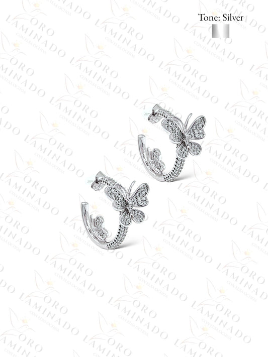 High Quality Silver Butterfly Hoop Earrings C214