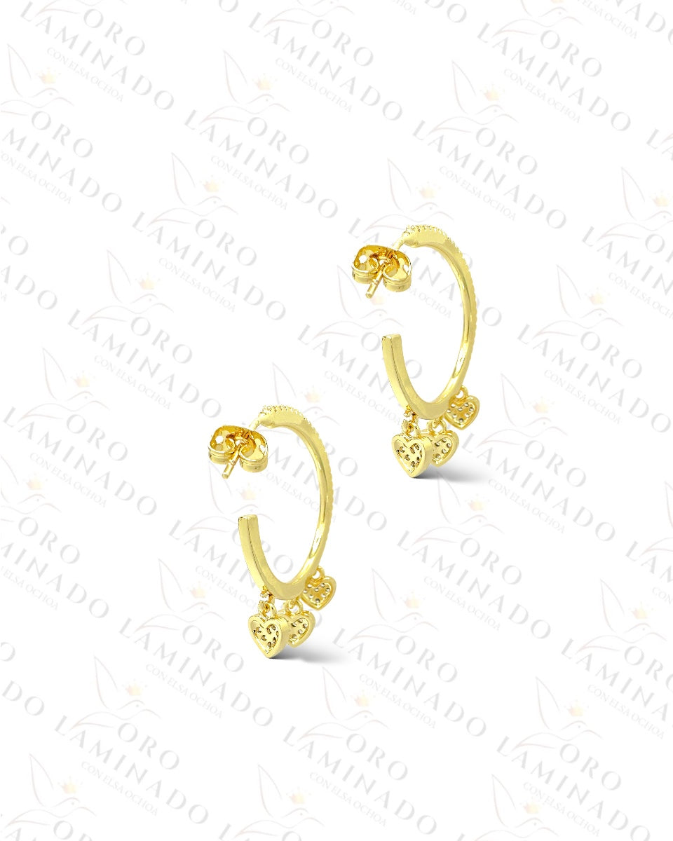 Mini Hearts Gold  Hoop Earrings  B350