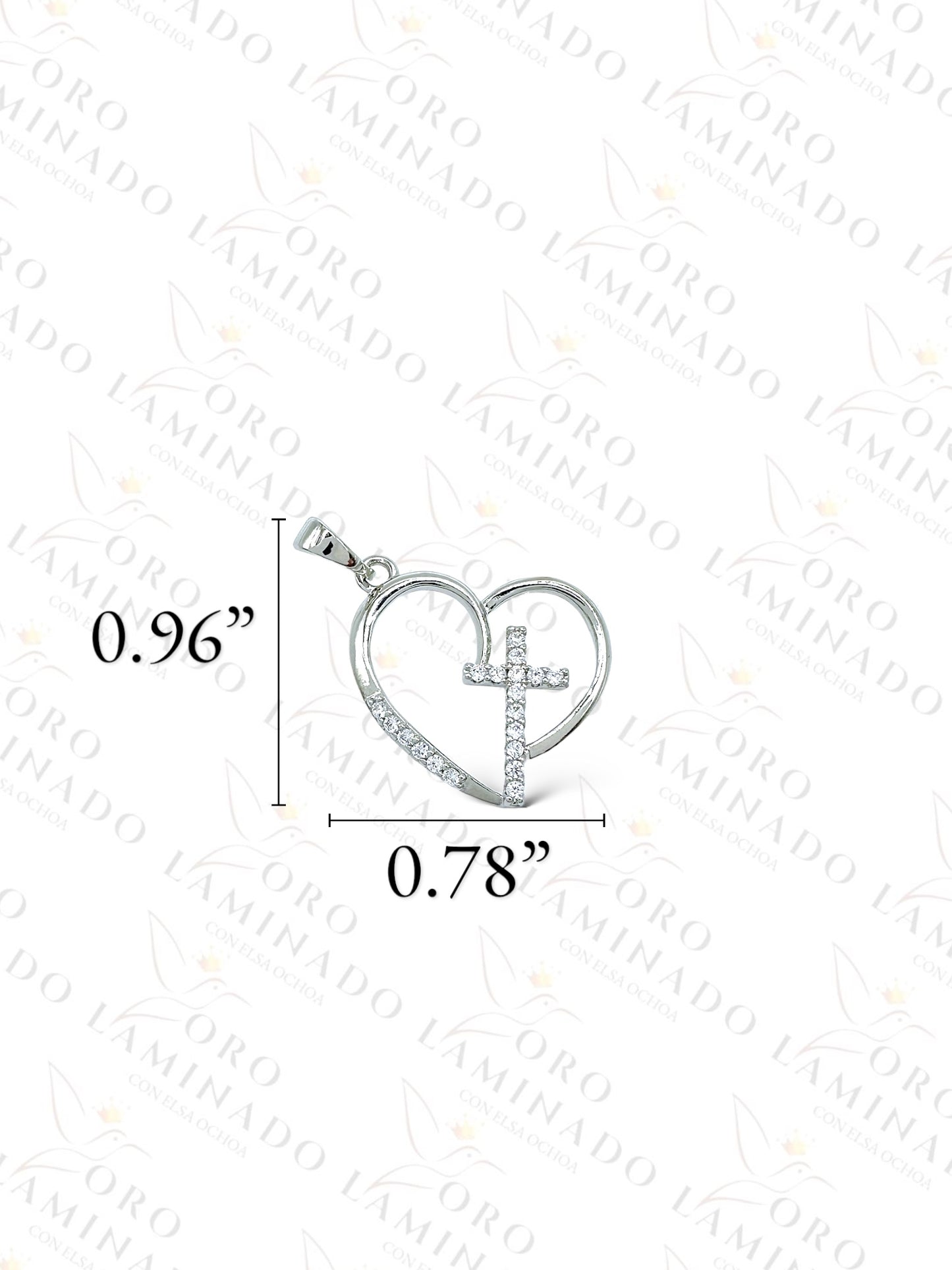 High Quality Silver Heart and Cross Pendant B44