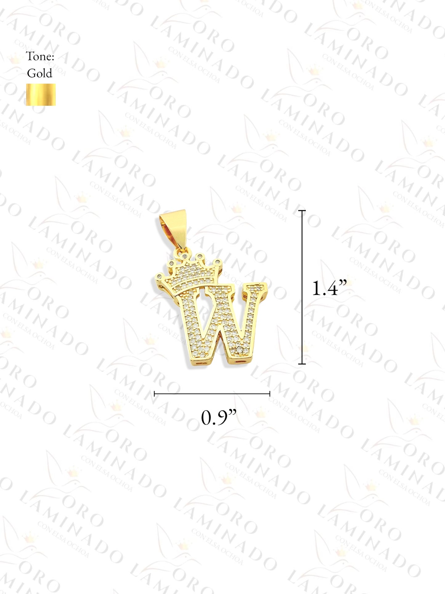 Letter "W" Crown Pendant B174