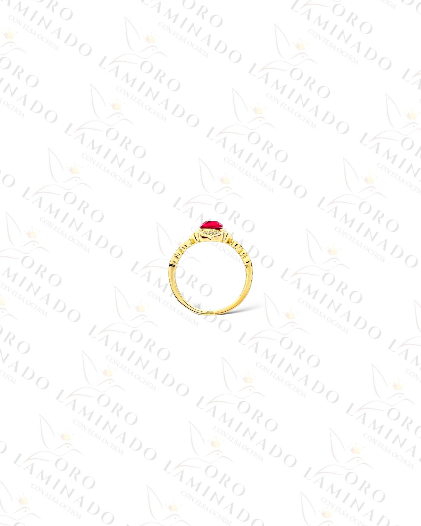 High Quality Red Crystal Flower Ring (Gold Filled) B92