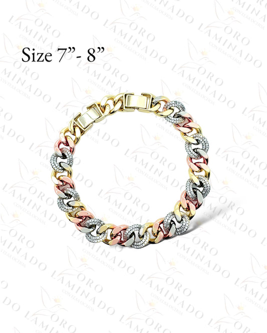 High Quality Three Tones Cuban Bracelet B385