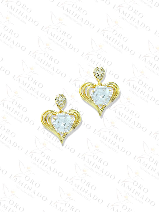 High Quality Diamond Heart Earrings Y60