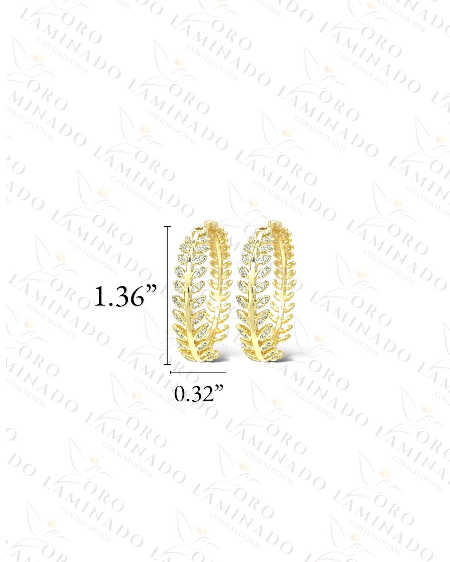 High Quality Golden Leaves Hoop Earrings B466