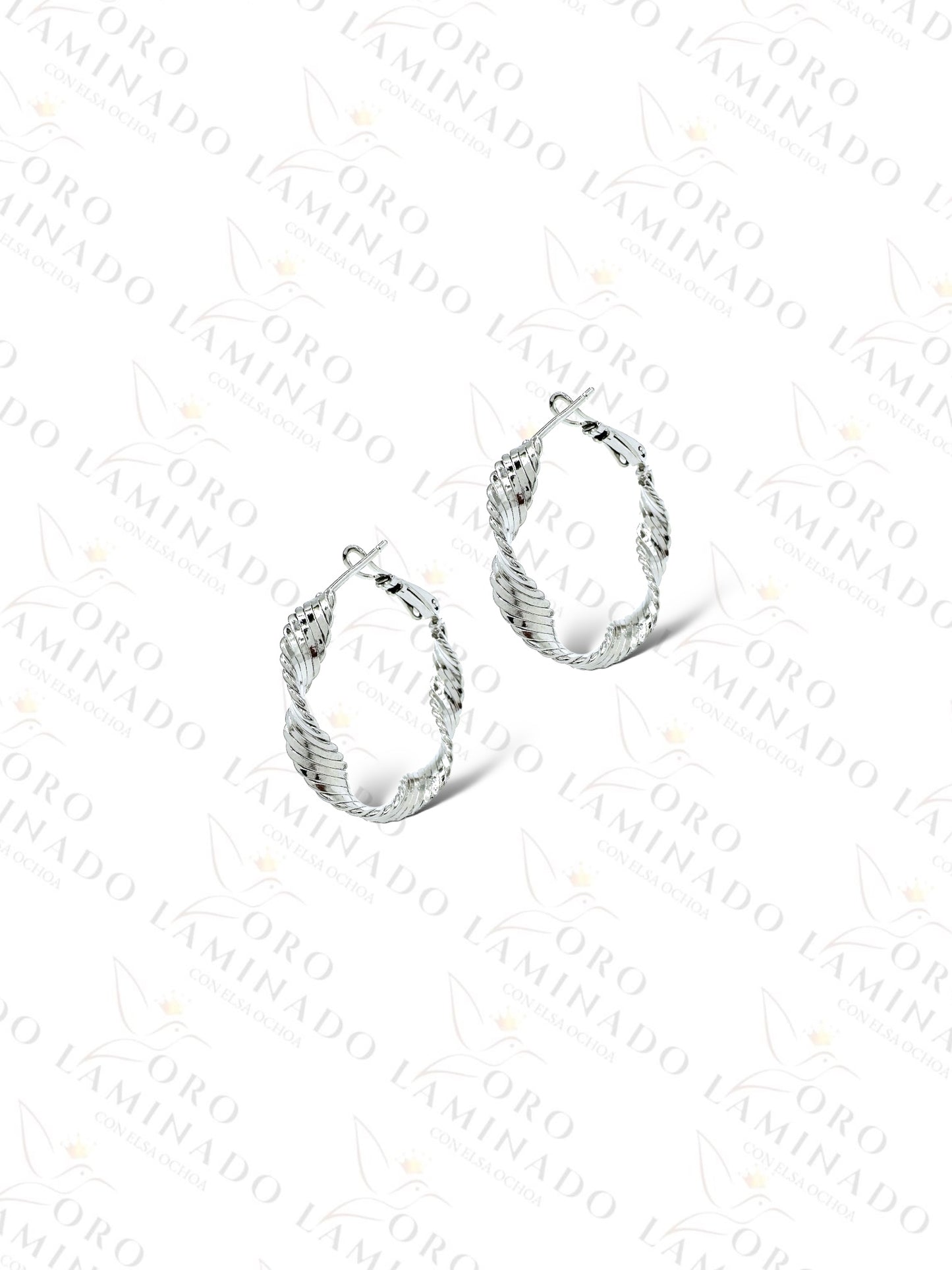 High Quality Silver Spiral Hoop Earrings C85