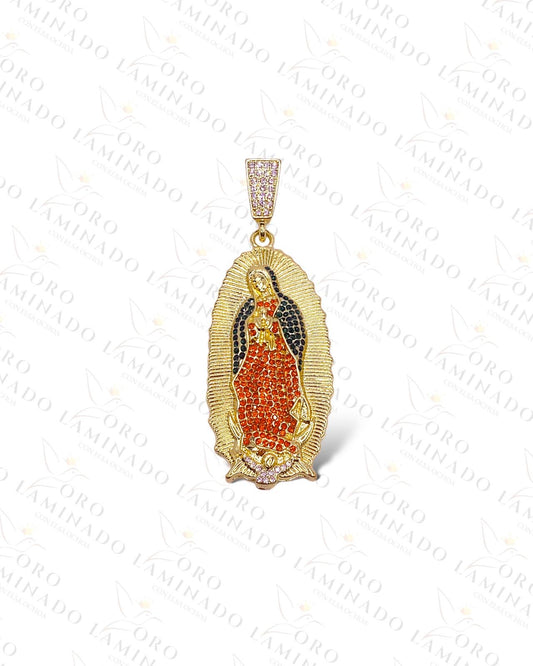 Gold Filled Virgen de Guadalupe Tri-Color Pendant R13