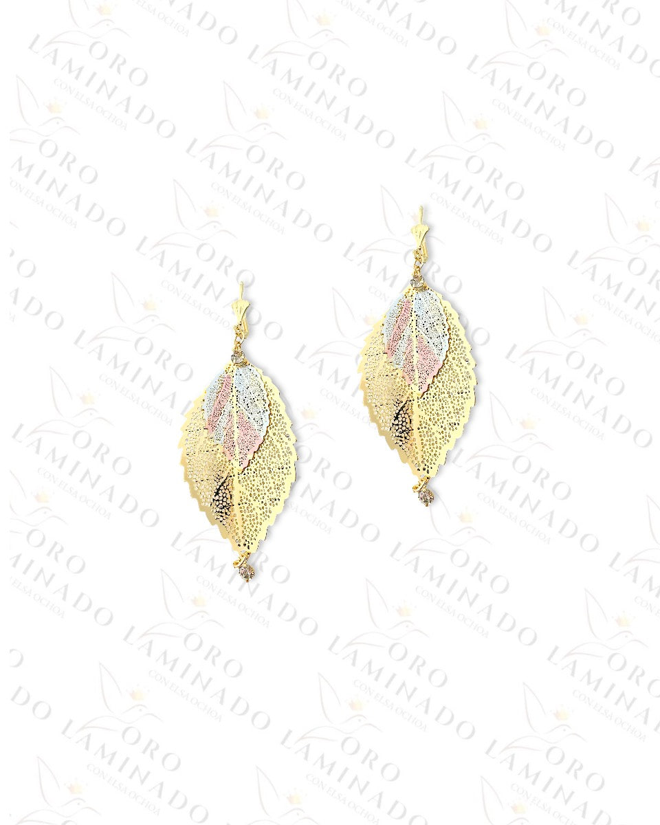 Three Tones Leaf Mariachi Earrings  Y57