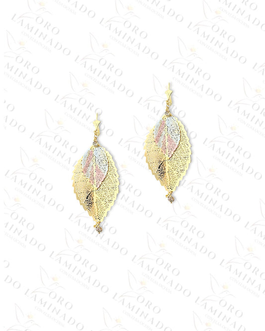 Three Tones Leaf Mariachi Earrings  Y57