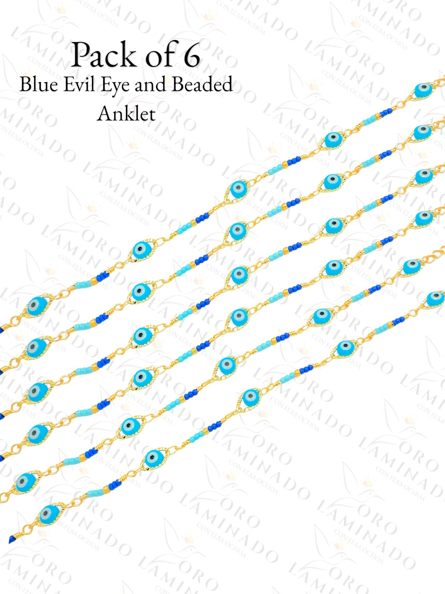 Blue Evil Eye Anklet (Pack of 6) B209