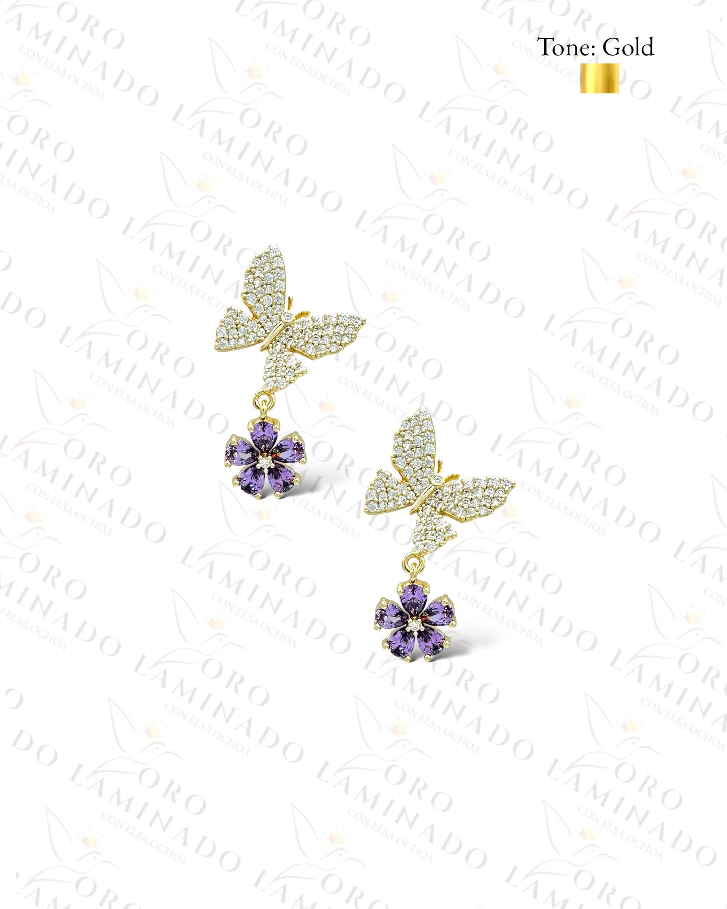 High Quality Purple Flower Butterfly Earrings C171