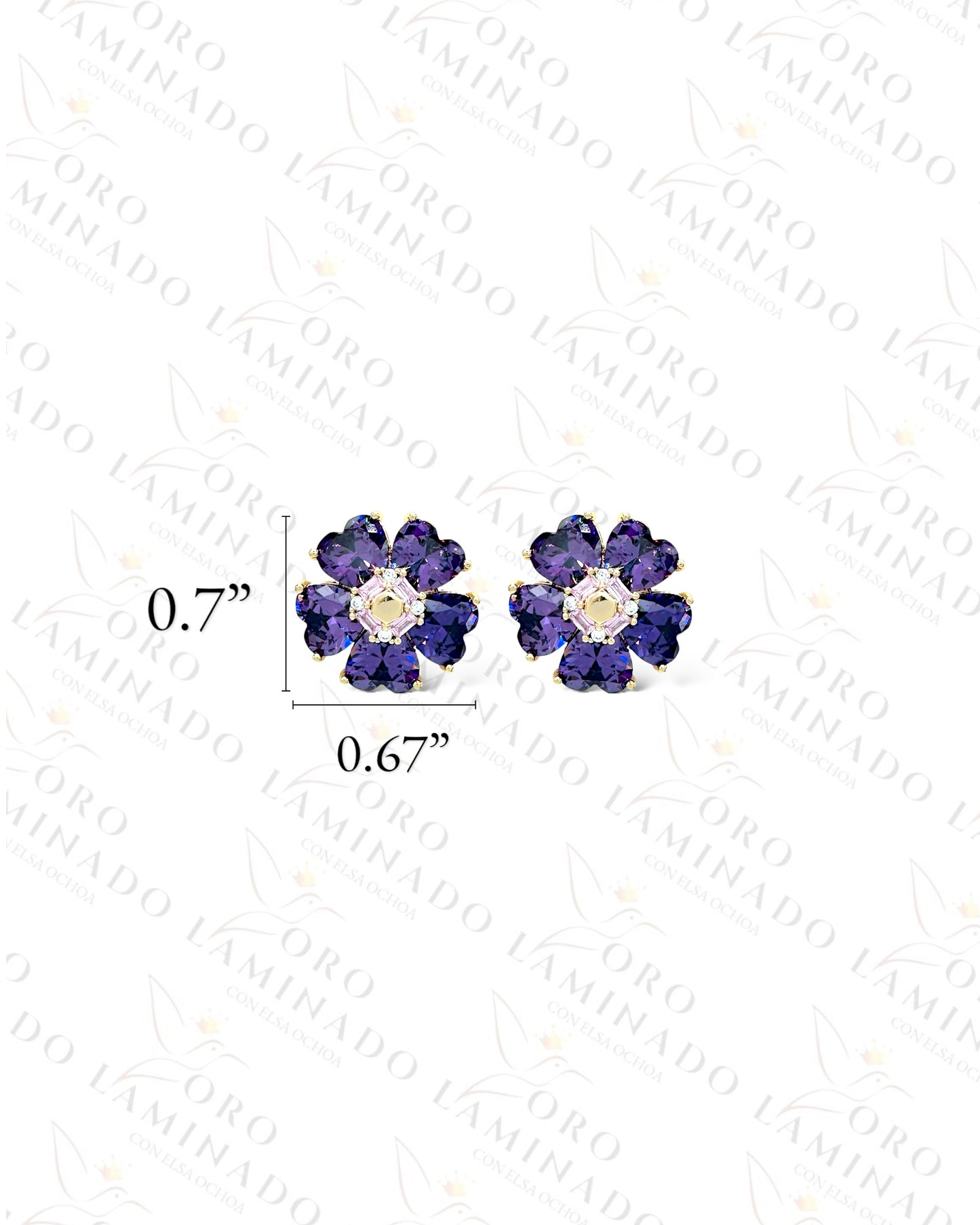 High Quality Purple Crystal Flower Earrings  B450