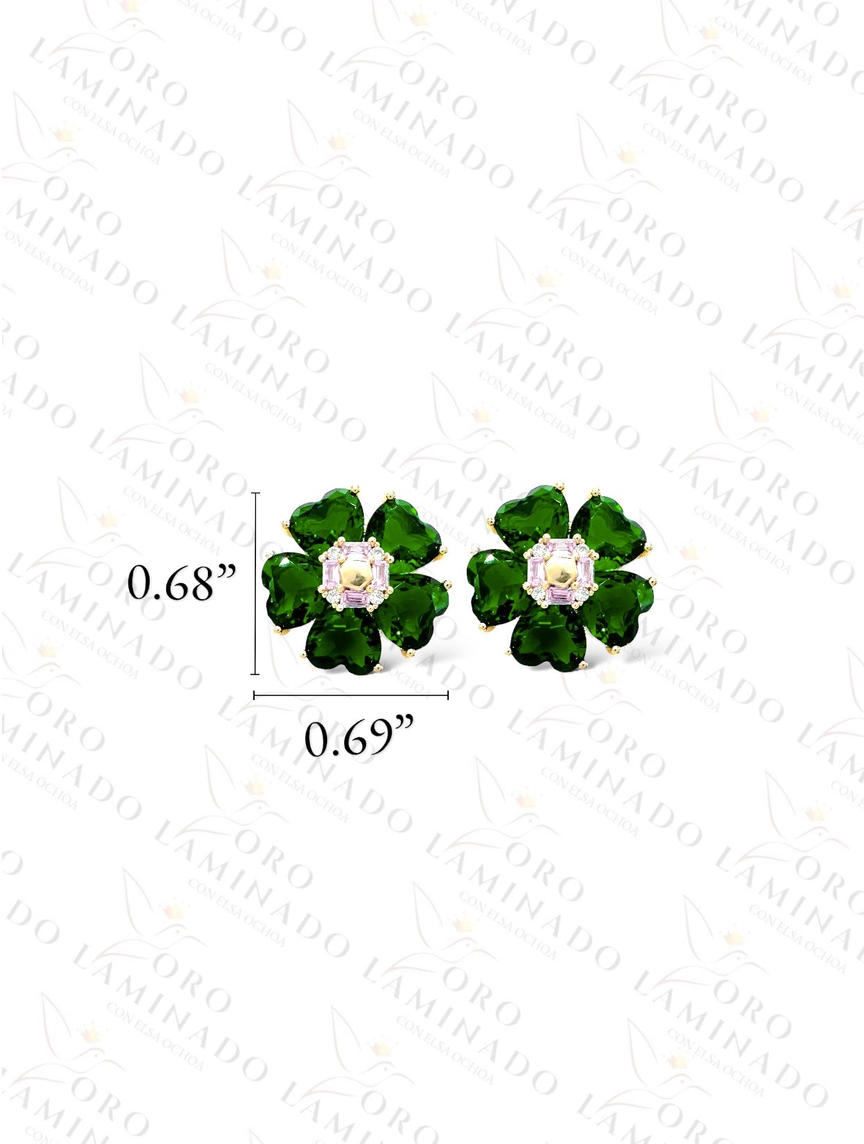 High Quality Green Crystal Flower Earrings B435