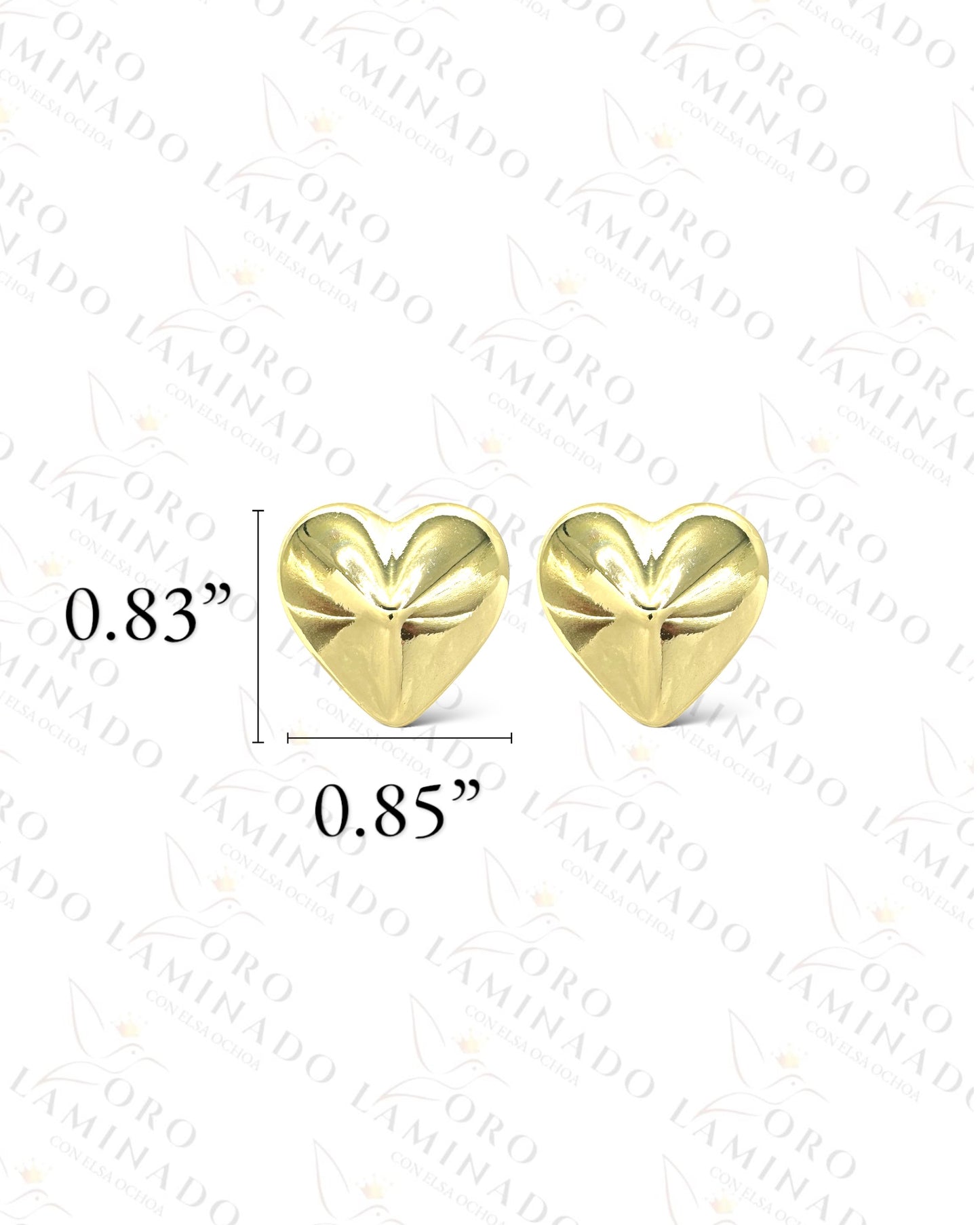 High Quality 3D Gold Heart Earrings R364