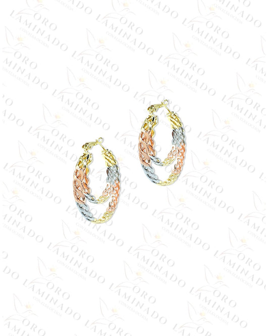 High Quality Tricolor Double Hoop Earrings R212