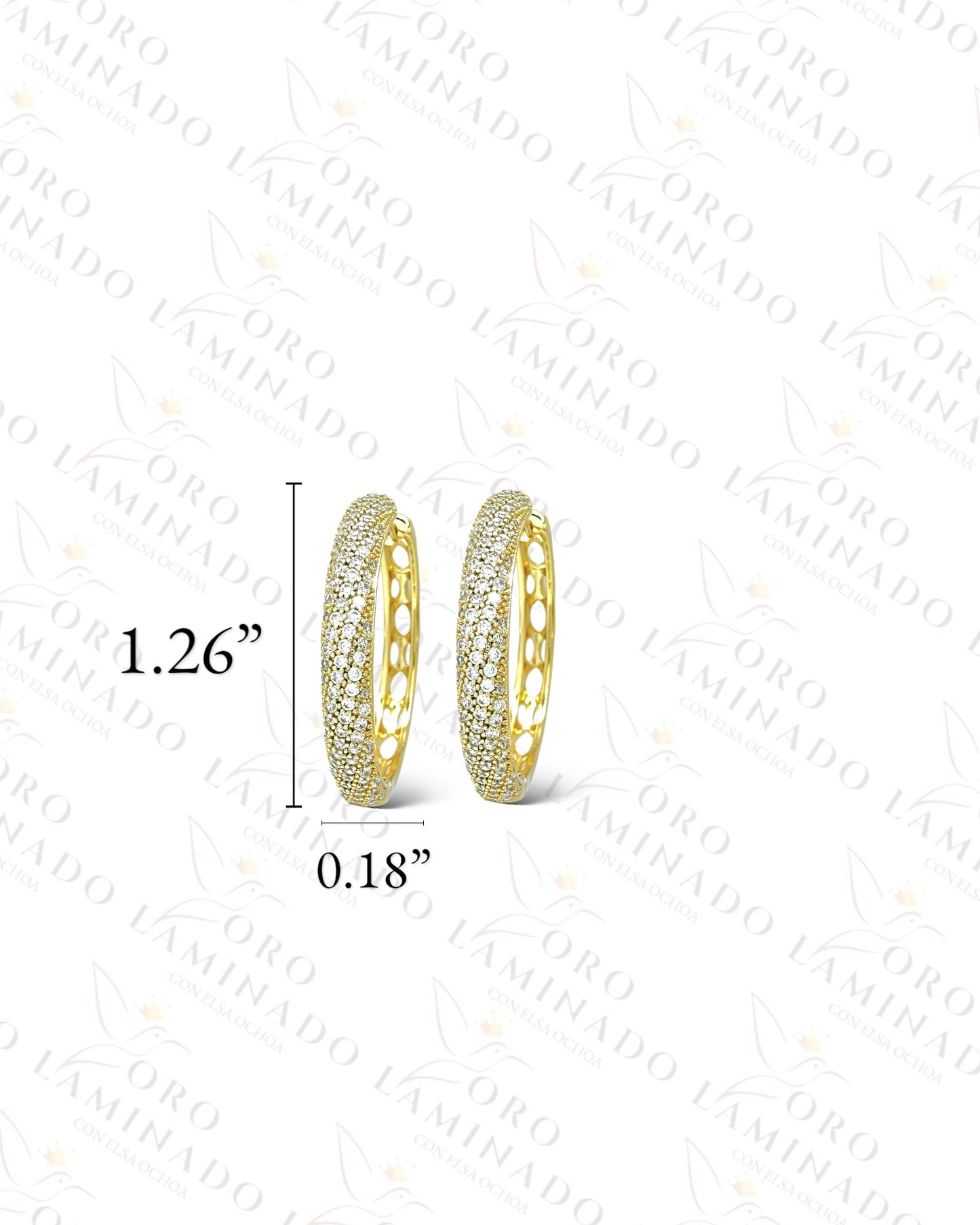 High Quality Sparkling Pattern Hoop Earrings B473