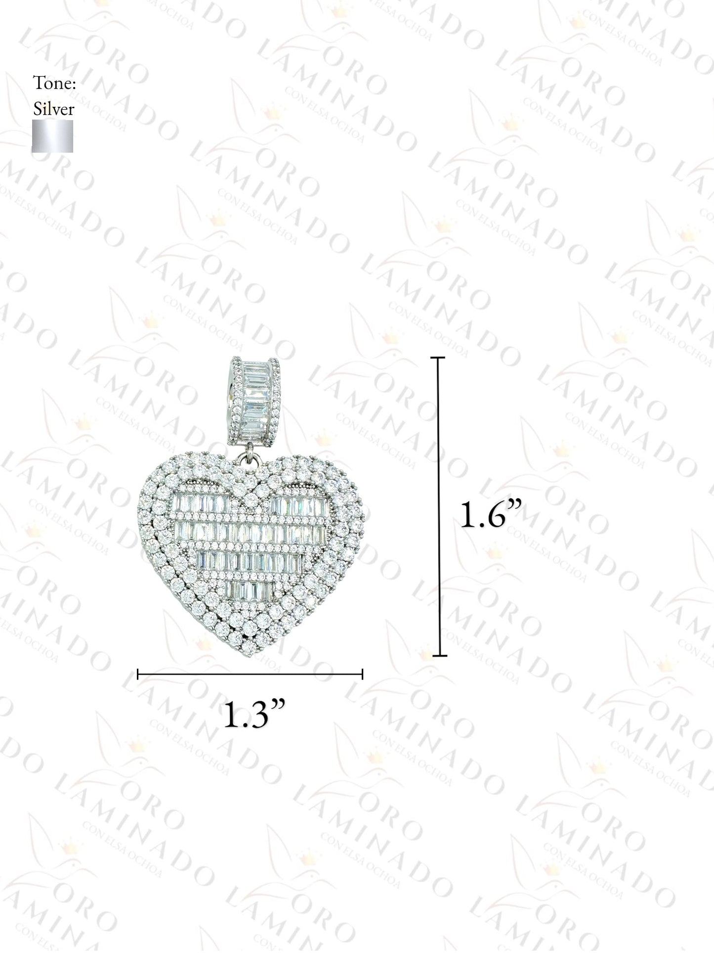 High Quality Silver Diamond Heart Pendant G387