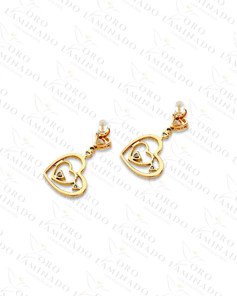 High Quality Double Crystal Heart  Earrings R218